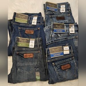 Wrangler Men's Slim Boot & Slim Straight Blue Jeans